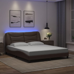 Estrutura de cama com LED sem colchão hvar 160x200cm castanho