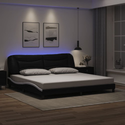 Estrutura de cama com LED sem colchão hvar 200x200 cm preto/branco