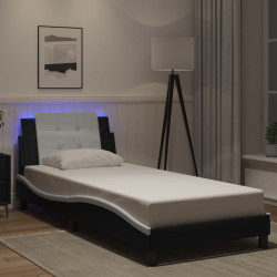 Estrutura de cama com LED sem colchão zadar 100x200cm preto/branco