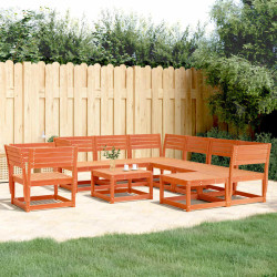 8 Pcs conjunto lounge de jardim pinho maciço castanho-mel