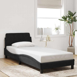 Estrutura de cama com cabeceira dover veludo 80x200 cm preto