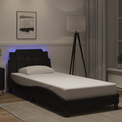 Estrutura de cama com LED sem colchão zadar 80x200 cm preto