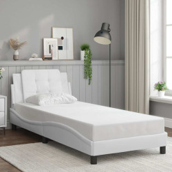 Estrutura de cama sem colchão zadar 100x200 cm couro artificial branco