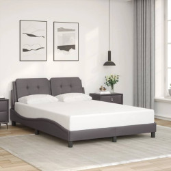 Estrutura de cama sem colchão zadar 140x200cm couro artificial cinzento