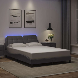Estrutura de cama com LED sem colchão zadar 140x200cm cinza