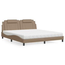 Cama viana com colchão 180x200 cm couro artificial cappuccino