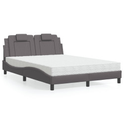 Cama viana com colchão 140x200 cm couro artificial cinzento
