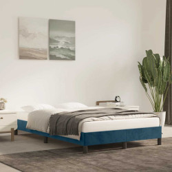 Estrutura de cama sem colchão azul escuro 120x190 cm veludo