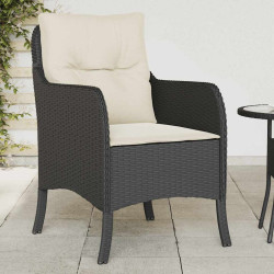 Cadeiras de jardim com almofadões 2 pcs vime PE preto