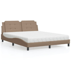 Cama com colchão zadar 160x200 cm couro artificial cappuccino