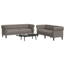 2 Pcs conjunto de sofás tecido cinzento-acastanhado