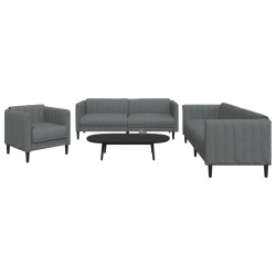 3 Pcs conjunto de sofás tecido cinzento-escuro