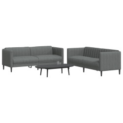 2 Pcs conjunto de sofás tecido cinzento-escuro