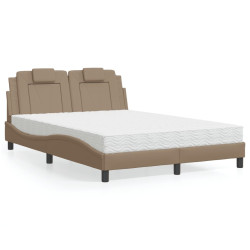 Cama viana com colchão 120x200 cm couro artificial cappuccino