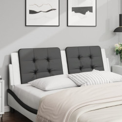 Almofadão de cabeceira zadar 160 cm couro artificial preto e branco