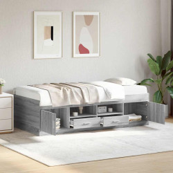 Sofá-cama com gavetas sem colchão 75x190 cm cinzento sonoma