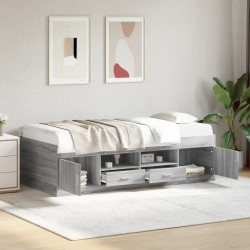 Sofá-cama com gavetas sem colchão 90x190 cm cinzento sonoma