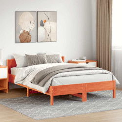 Cama sem colchão 160x200 cm madeira pinho maciço castanho-mel