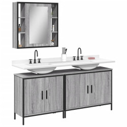 3 Pcs conjunto móveis wc derivados de madeira cinzento sonoma