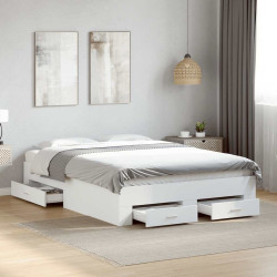 Estrutura de cama c/ gavetas 140x190cm derivados madeira branco