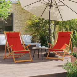 Cadeiras de praia dobráveis 2 pcs tecido vermelho