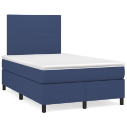Cama boxspring com colchão 120x190 cm tecido azul