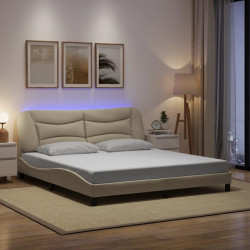 Estrutura de cama com LED sem colchão hvar 180x200 cm tecido creme
