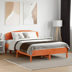 Cama sem colchão 140x190 cm pinho maciço castanho-mel