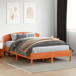 Cama sem colchão 120x200 cm madeira pinho maciça castanho-mel