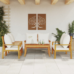 5 Pcs conjunto lounge de jardim c/ almofadões acácia maciça