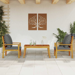 3 Pcs conjunto lounge de jardim c/ almofadões acácia maciça