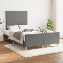 Estrutura de cama sem colchão cinza escuro 120x190 cm tecido