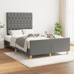 Estrutura de cama sem colchão cinza escuro 120x190 cm tecido