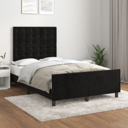 Estrutura de cama sem colchão 120x190 cm veludo preto