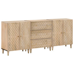 Móveis de apoio 3 pcs 60x33x75 cm madeira de mangueira maciça