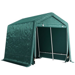 Abrigo de Exterior para Ferramentas Bicicleta 2,4x2x2,02 m Abrigo de Armazenamento com 2 Portas Anti-UV para Jardim Verde