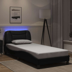 Estrutura de cama com LED sem colchão hvar 80x200 cm preto