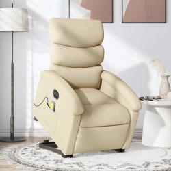 Poltrona elétrica elevatória massagens tecido creme