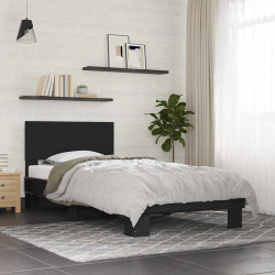 Estrutura de cama 75x190 cm derivados de madeira e metal preto