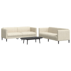 2 Pcs conjunto de sofás tecido cor creme