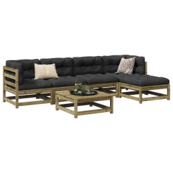 6 Pcs conjunto de sofás de jardim madeira de pinho impregnada