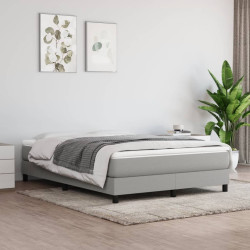 Estrutura de cama com molas 140x190 cm tecido cinzento-claro