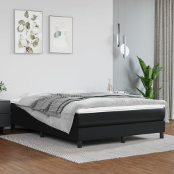 Estrutura de cama com molas 140x200 cm couro artificial preto
