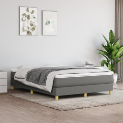 Estrutura de cama com molas 140x190 cm tecido cinzento-escuro