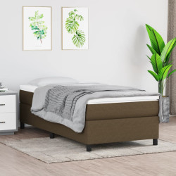 Estrutura de cama com molas 90x190 cm tecido castanho-escuro