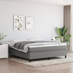Estrutura de cama com molas 160x200 cm tecido cinzento-escuro