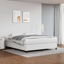 Estrutura de cama com molas 160x200 cm couro artificial branco