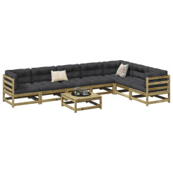 8 Pcs conjunto sofás de jardim madeira de pinho impregnada