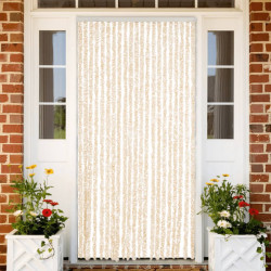 Cortina anti-insetos 90x220 cm chenille bege e branco