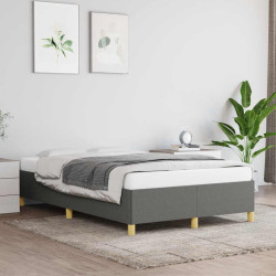 Estrutura de cama sem colchão cinza escuro 120x190 cm tecido